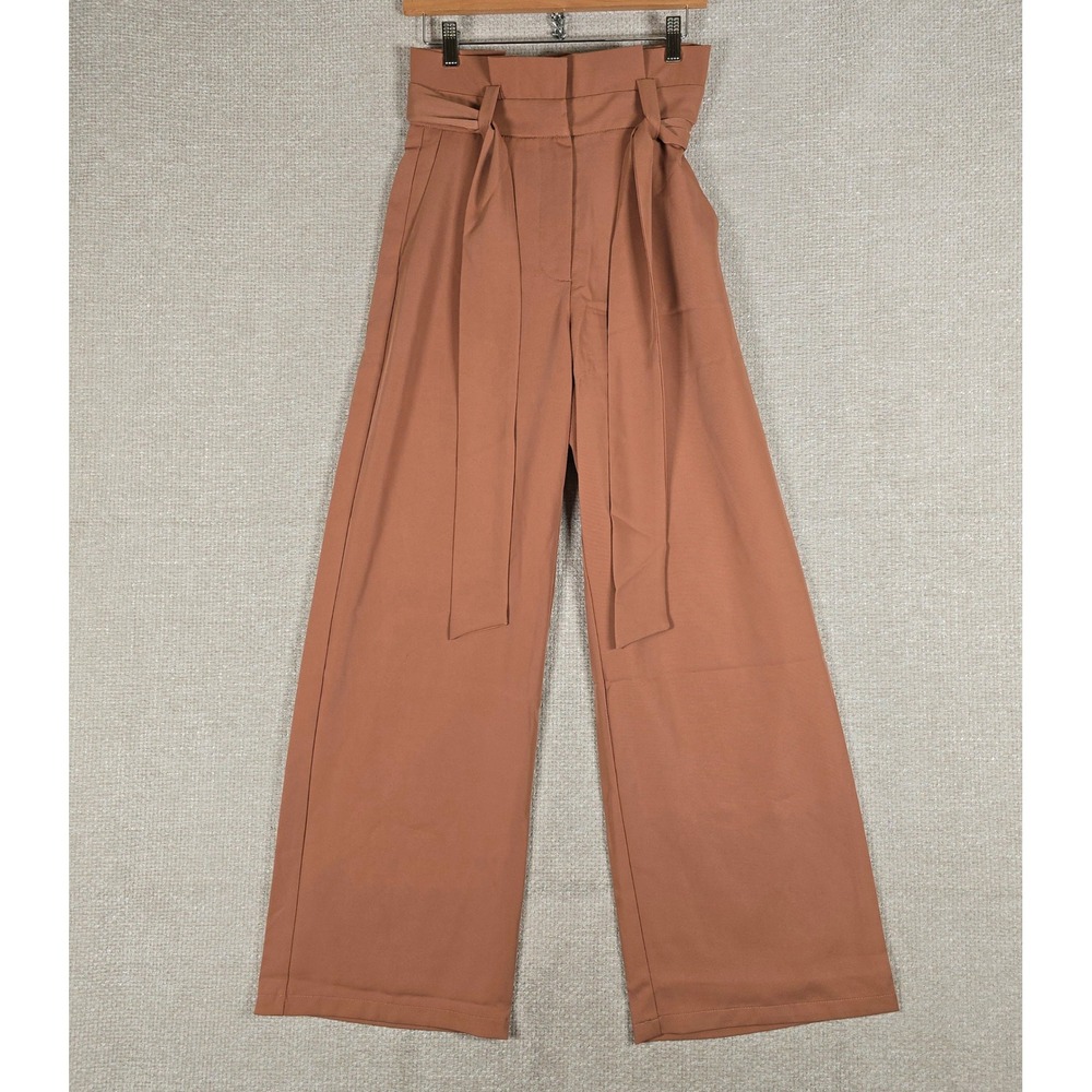 Petal + Pup Womens High Waisted Wide Leg Paperbag Tie Waist Trousers Brown US 4